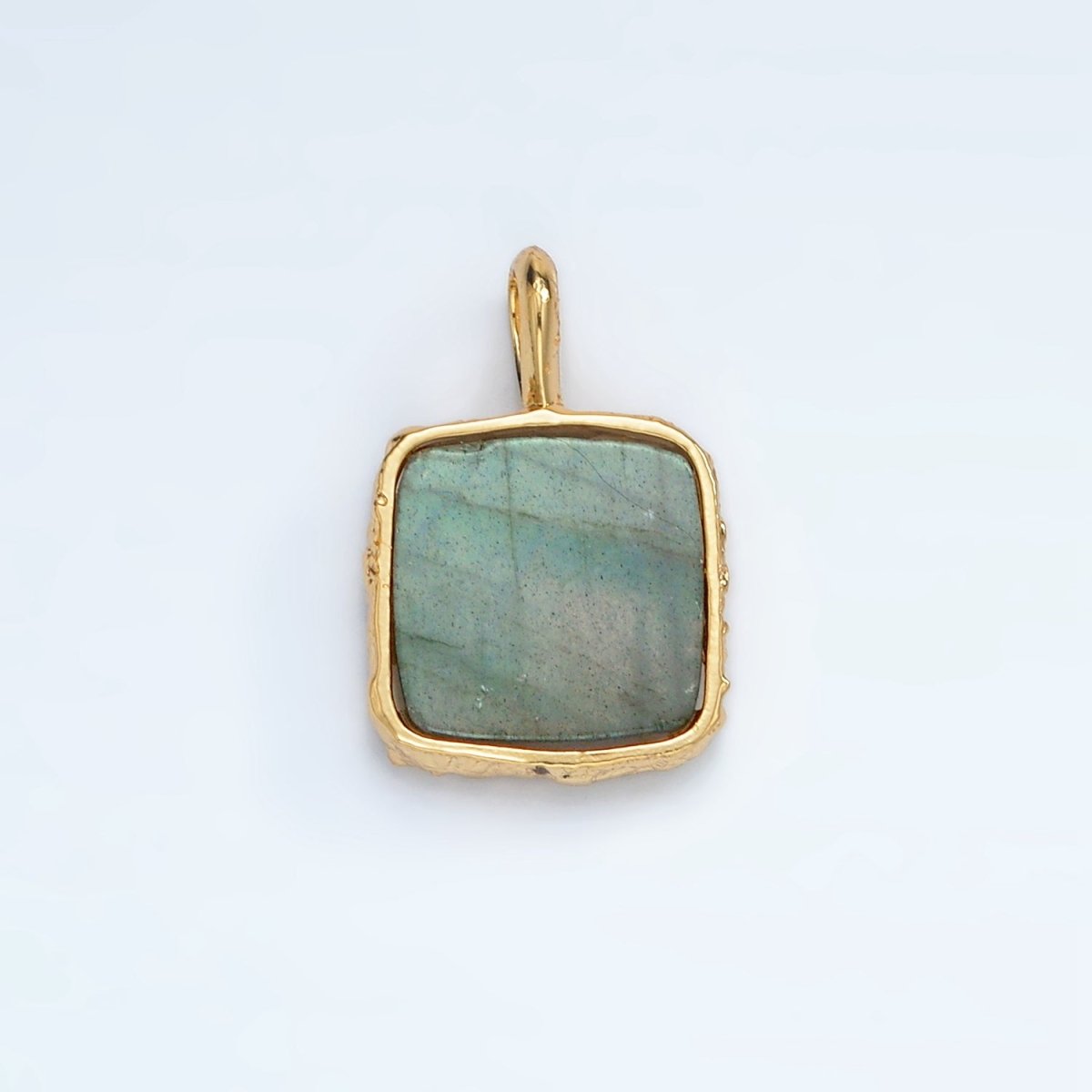 24K Gold Filled 18mm Square Natural Gemstone Pendant | AA1358 - AA1364 - DLUXCA