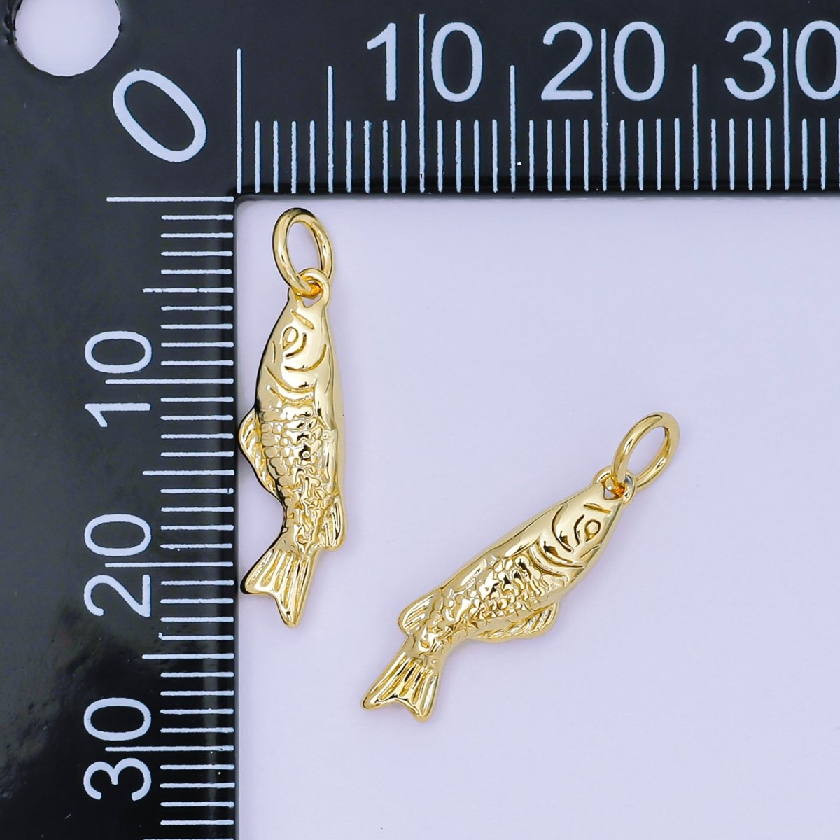 24K Gold Filled 19.5mm Aqua Sea Fish Charm | AJ - 381 - DLUXCA