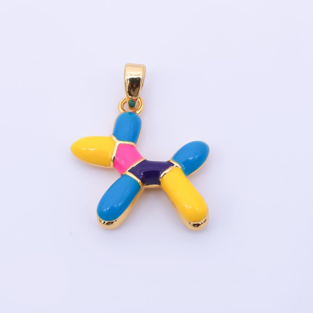 24K Gold Filled 19mm Enamel Multicolor Dog balloon Charm Pendant | AA1645 - DLUXCA