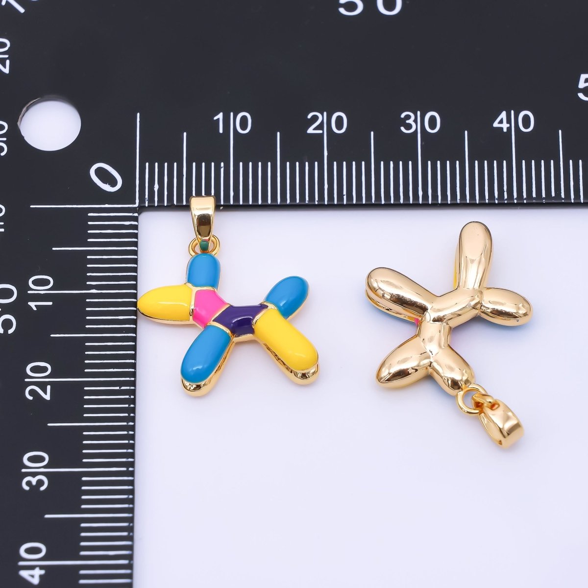 24K Gold Filled 19mm Enamel Multicolor Dog balloon Charm Pendant | AA1645 - DLUXCA
