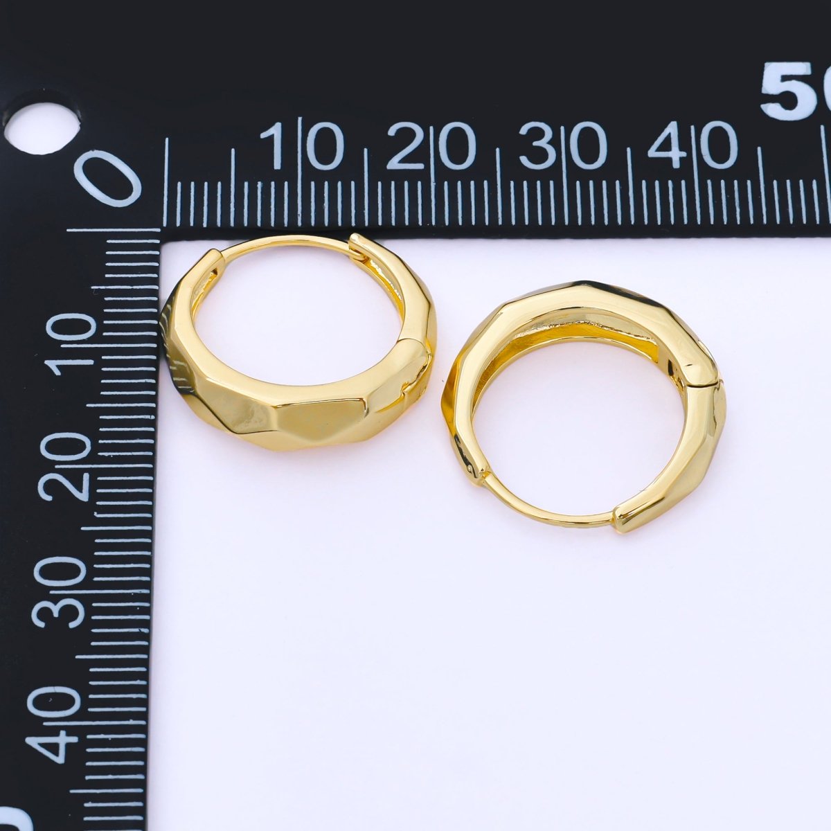 24K Gold Filled 19mm Hammered Textures Dainty Huggie Earrings in Gold & Silver | AB1630 AB1631 - DLUXCA