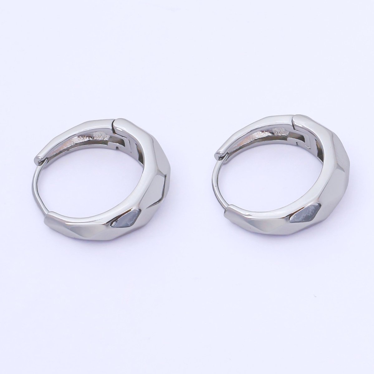 24K Gold Filled 19mm Hammered Textures Dainty Huggie Earrings in Gold & Silver | AB1630 AB1631 - DLUXCA