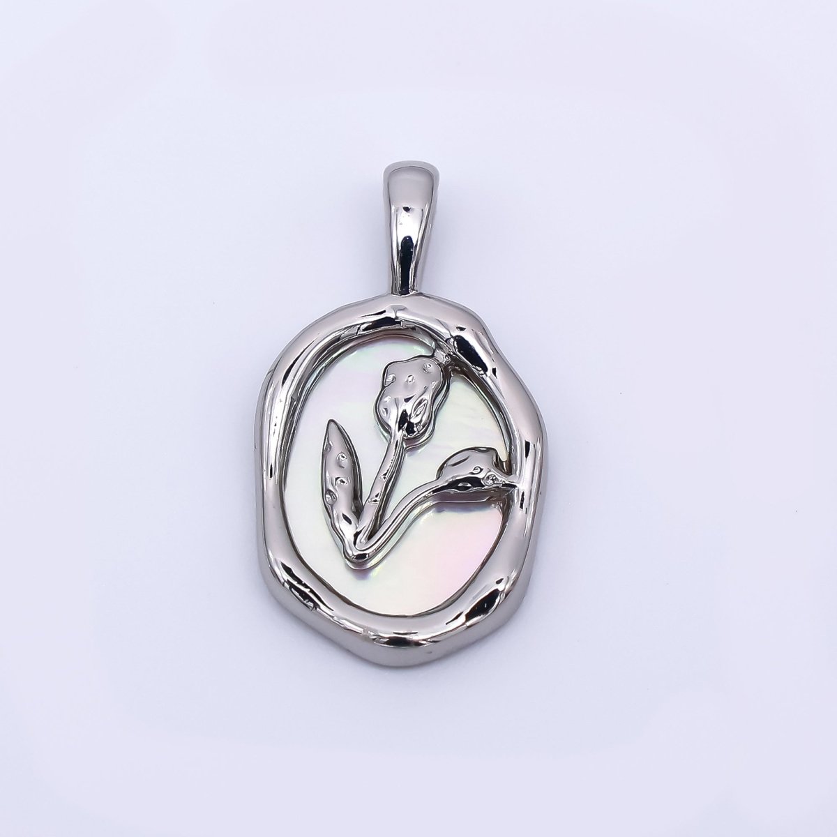 24K Gold Filled 19mm Mother of Pearl Display of Flower Pendant | AH - 463 - DLUXCA