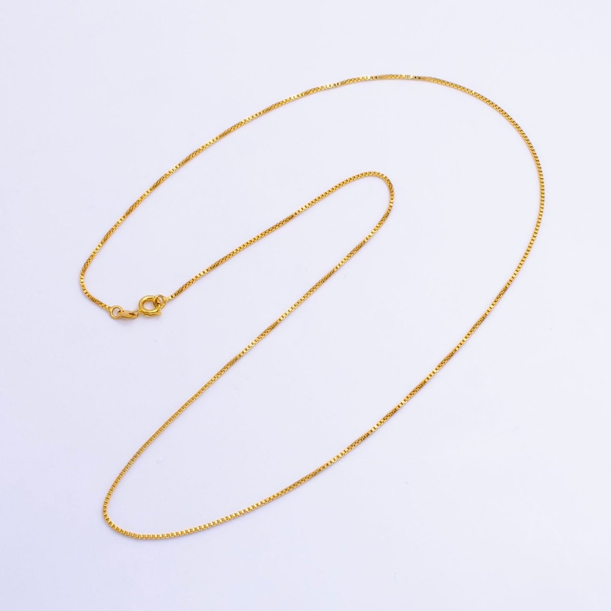 24K Gold Filled 1mm Box Chain 21 Inch Necklace | WA-2512 - DLUXCA