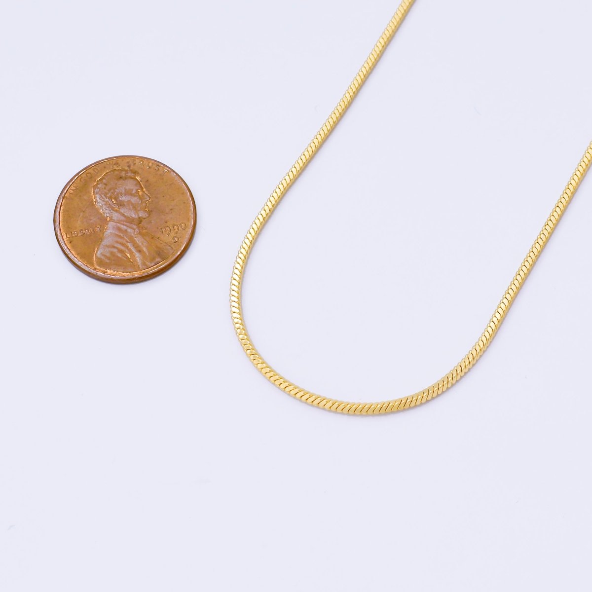 24K Gold Filled 1mm Classic Cocoon Herringbone Snake Chain 20 Inches Necklace | WA - 3834 - DLUXCA