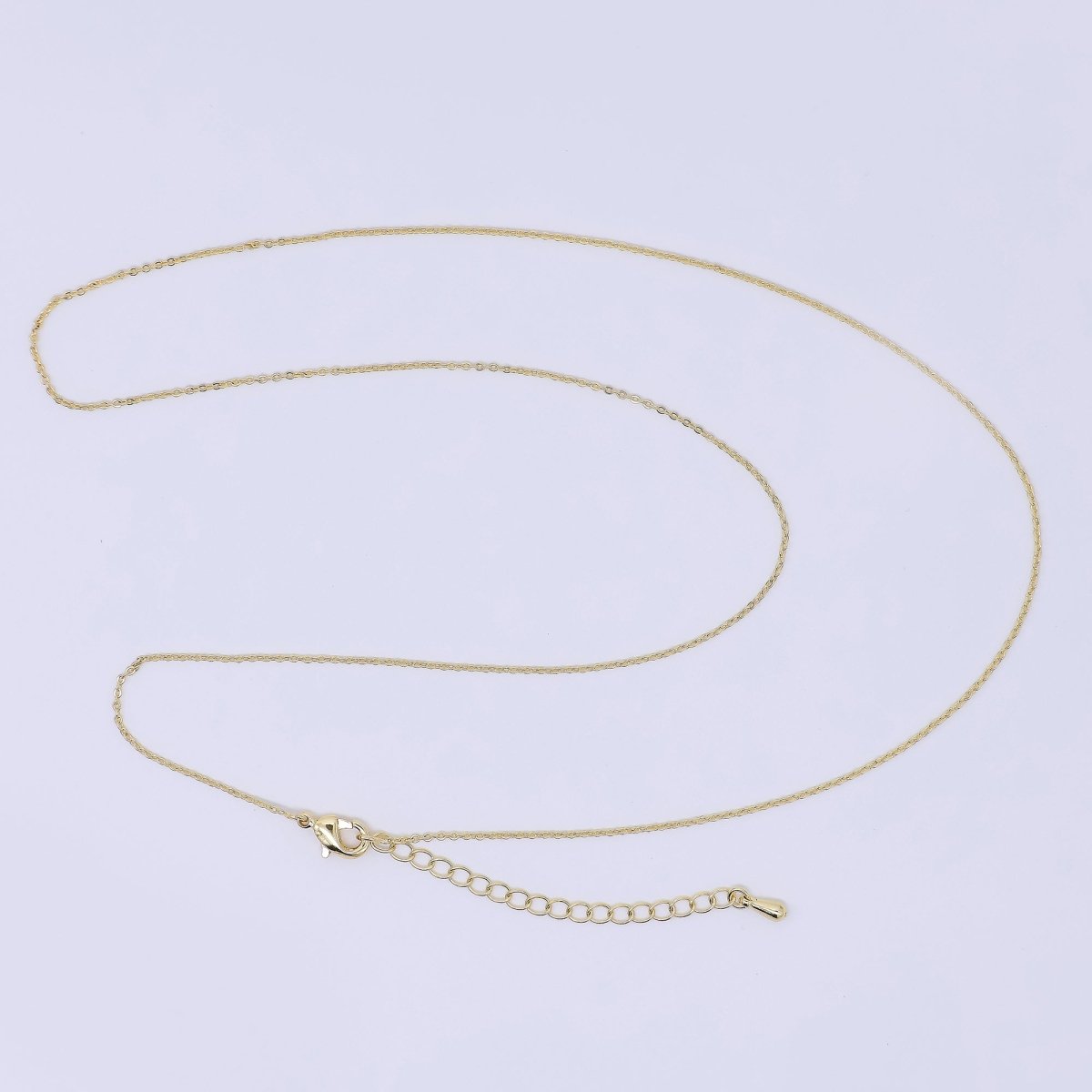 24K Gold Filled 1mm Dainty Minimalist Cable Chain 19.5 Inch Necklace w. Extender | WA - 3242 - DLUXCA