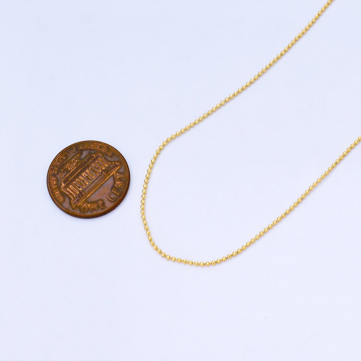 24K Gold Filled 1mm Mini Bead Unfinished Chain by Yard | Roll - 1749 - DLUXCA