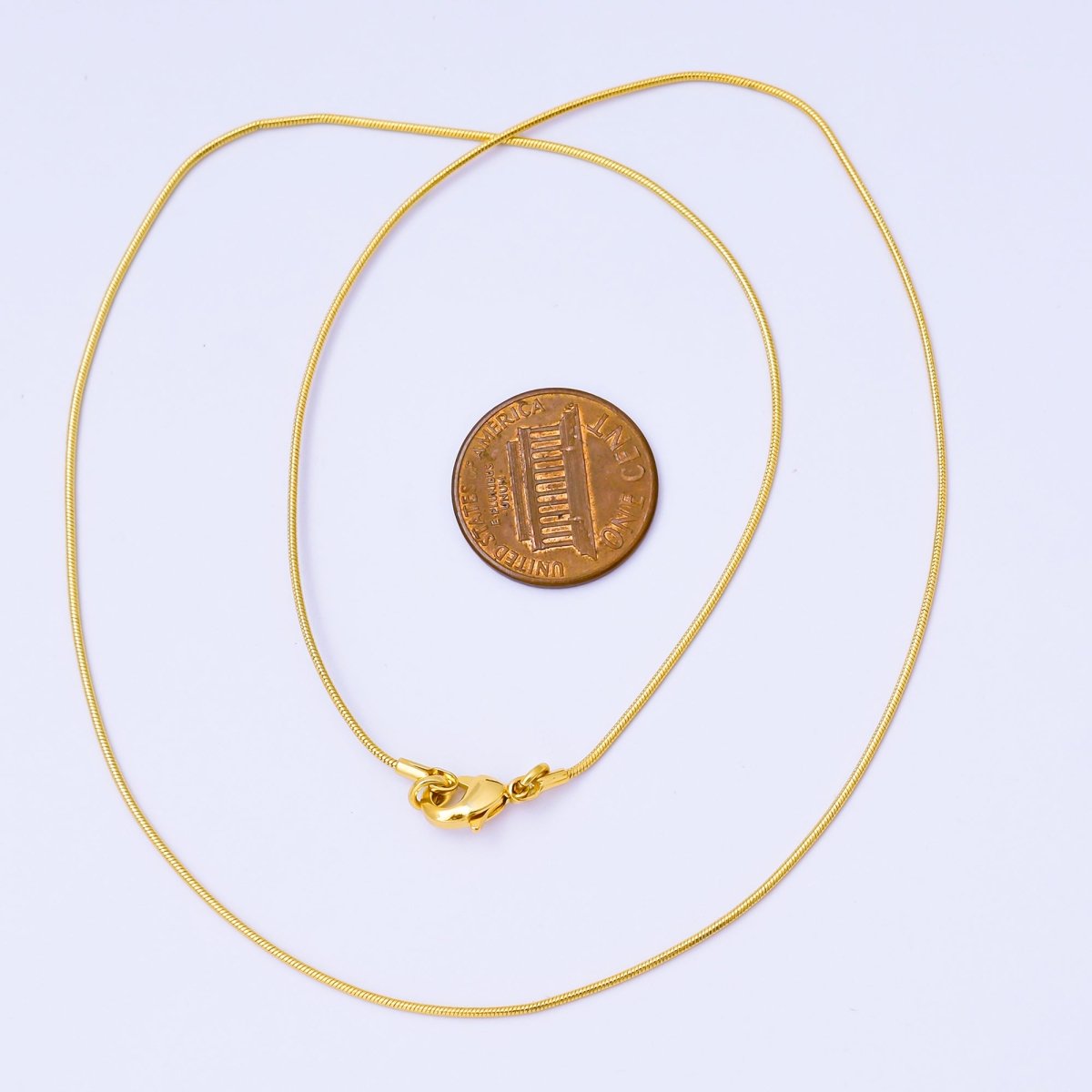 24K Gold Filled 1mm Minimalist Snake Chain 18 Inches Necklace | WA - 3835 - DLUXCA