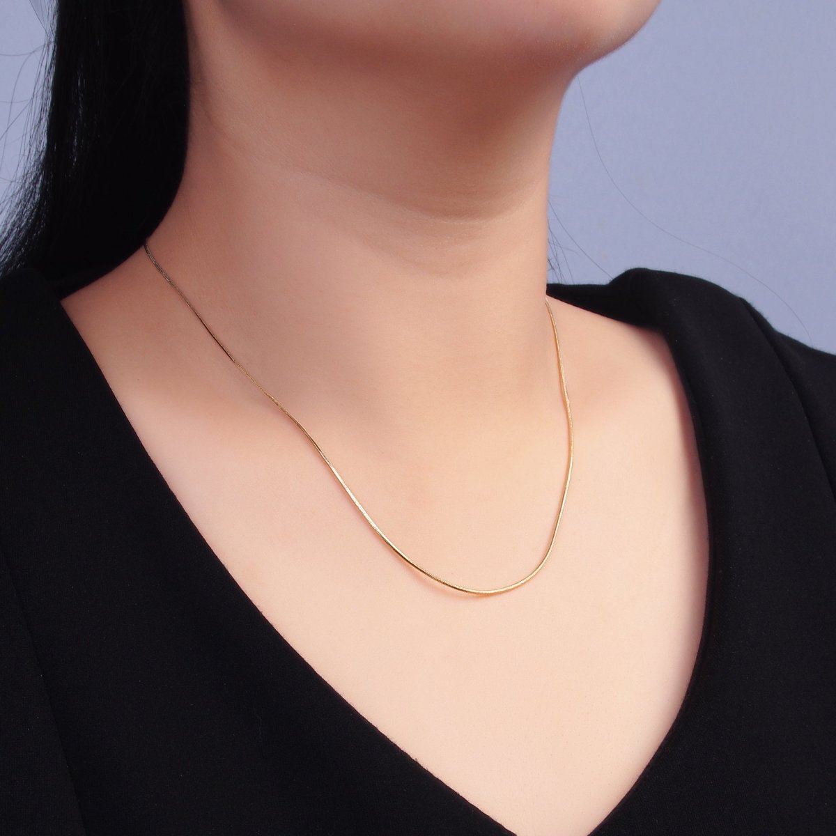 24K Gold Filled 1mm Snake Chain 18 Inch, 20 Inch Necklace | WA - 2751 WA - 2752 - DLUXCA