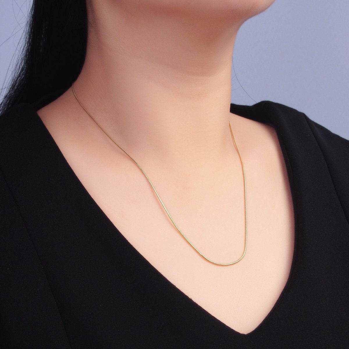 24K Gold Filled 1mm Snake Chain 18 Inch, 20 Inch Necklace | WA - 2751 WA - 2752 - DLUXCA