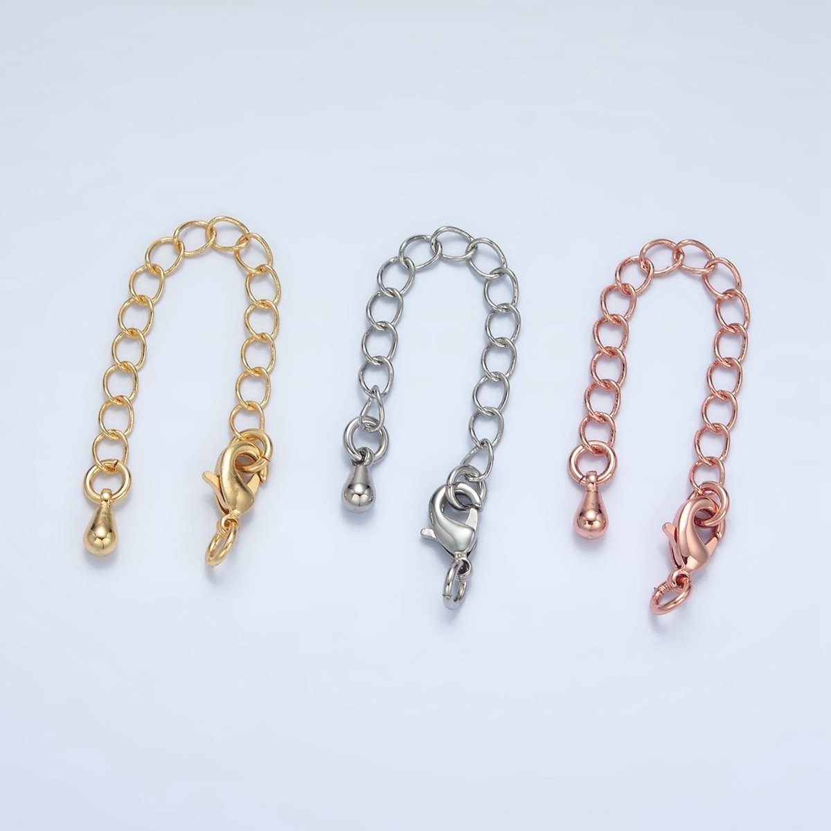 24K Gold Filled 2 Inch Extender Lobster Clasps Closure Findings Set in Gold, Rose Gold, Silver | Z881 - DLUXCA