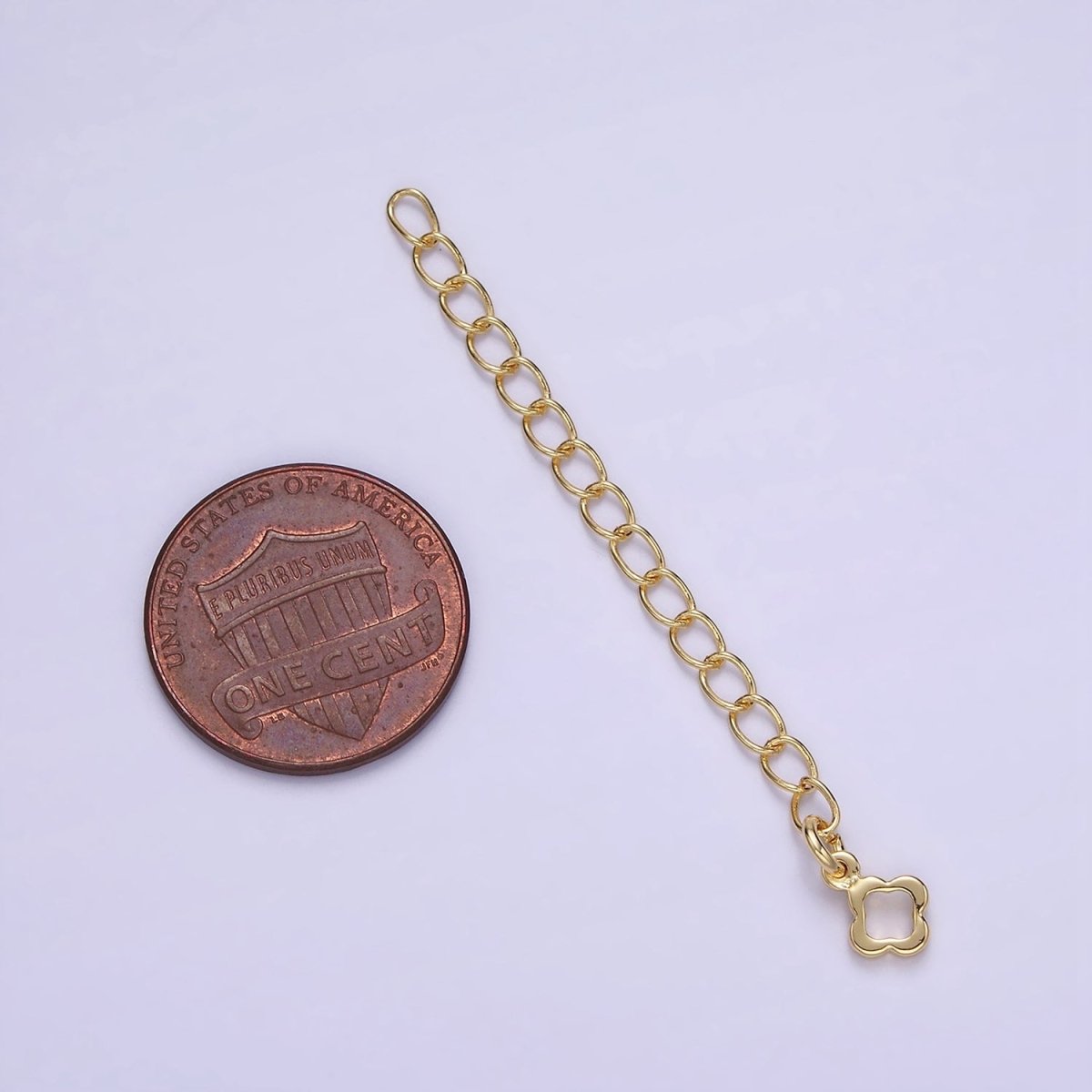 24K Gold Filled 2 Inches Chain Extender Open Clover Leaf Drop Findings | Z991 - DLUXCA