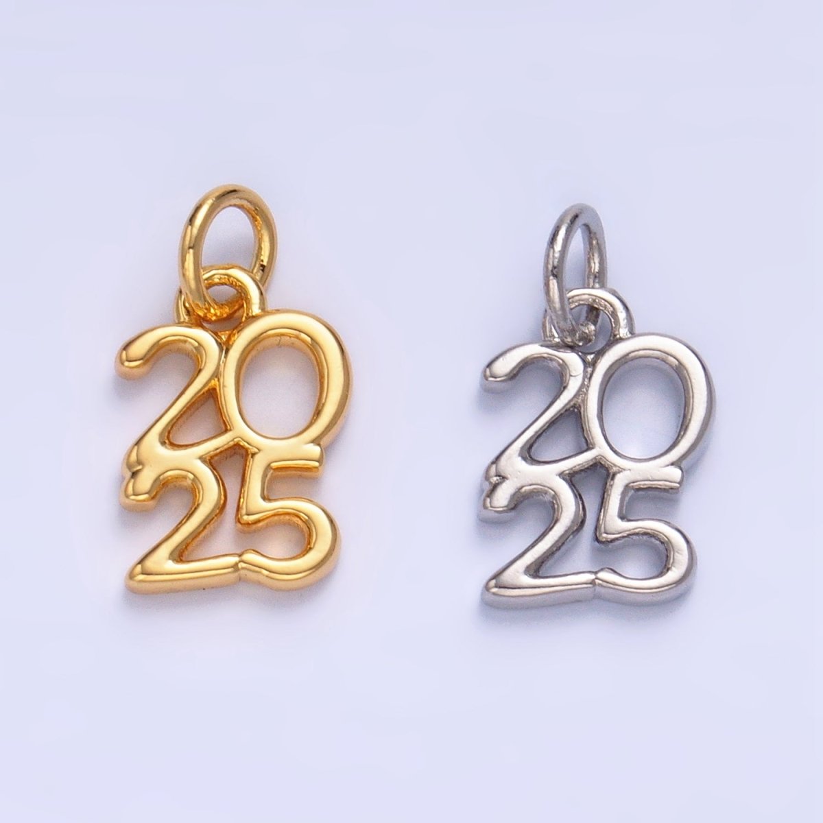 24K Gold Filled "2025" Year Script Minimalist Charm in Gold & Silver | E663 - DLUXCA