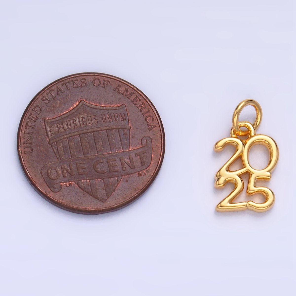 24K Gold Filled "2025" Year Script Minimalist Charm in Gold & Silver | E663 - DLUXCA