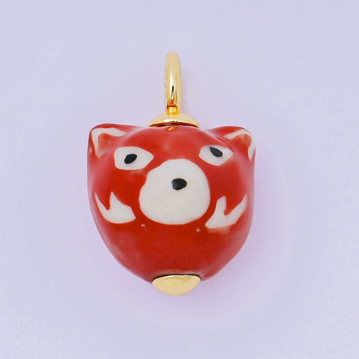 24K Gold Filled 20.5mm Black, Red, Brown Ceramic Fox Bear Drop Charm | AF1295 AF1296 - DLUXCA