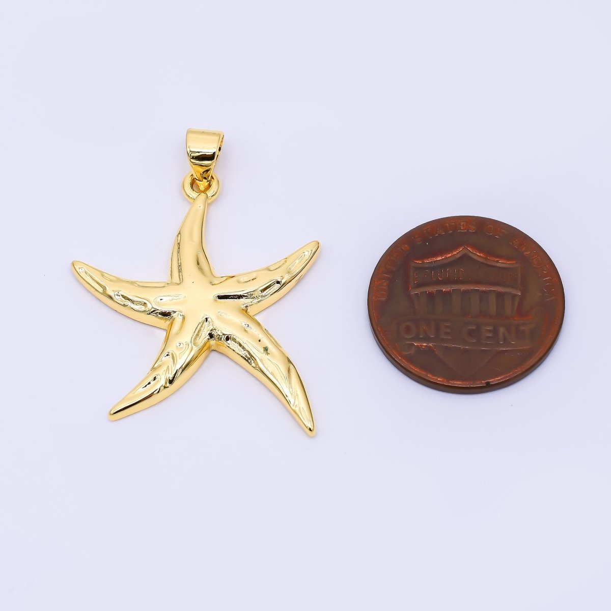 24k Gold Filled 20.5mm Hammered Sea Starfish Animal Charm | AH - 00502 - DLUXCA