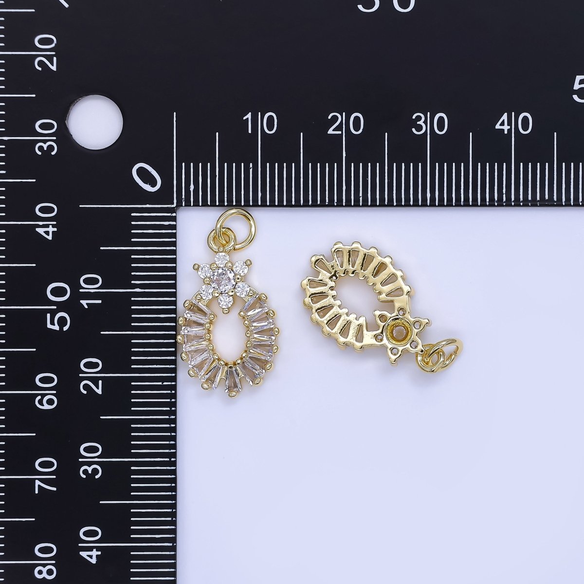 24K Gold Filled 20.5mm Mixed - Cut CZ Snowflakes Flower Charm | AJ510 - DLUXCA