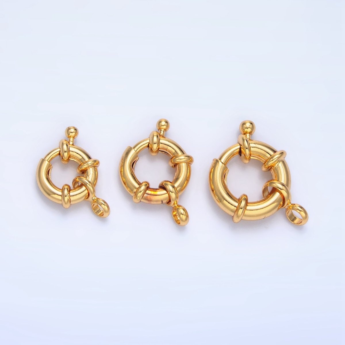 24K Gold Filled 20mm, 15mm Single Loop Sailor Clasps Closure Findings | Z941 Z942 - DLUXCA