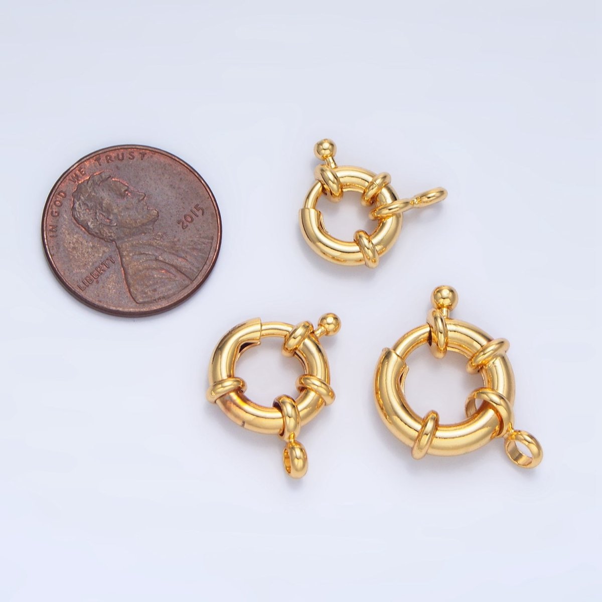 24K Gold Filled 20mm, 15mm Single Loop Sailor Clasps Closure Findings | Z941 Z942 - DLUXCA