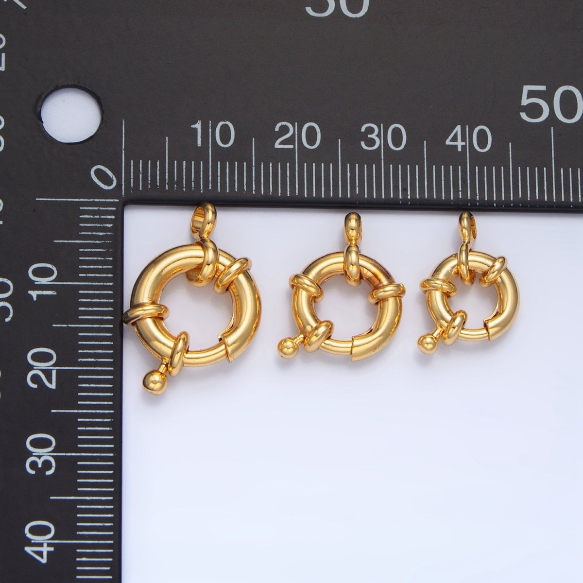 24K Gold Filled 20mm, 15mm Single Loop Sailor Clasps Closure Findings | Z941 Z942 - DLUXCA