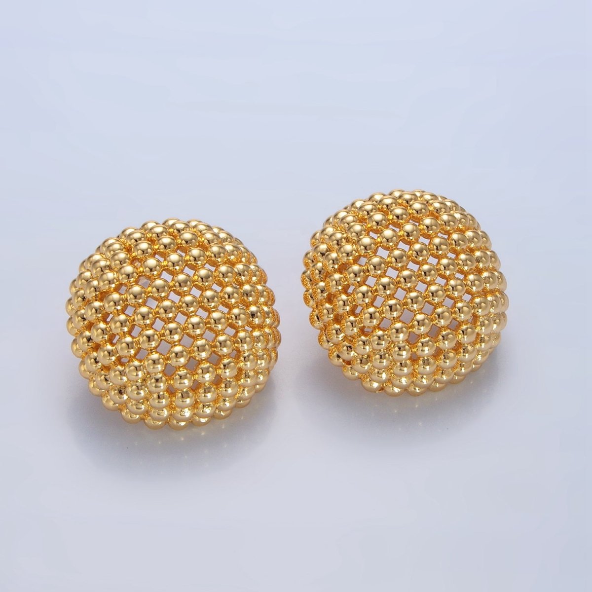 24K Gold Filled 20mm, 25mm Beaded Bubble Stud Earrings in Gold & Silver | AD764 - AD7768 - DLUXCA