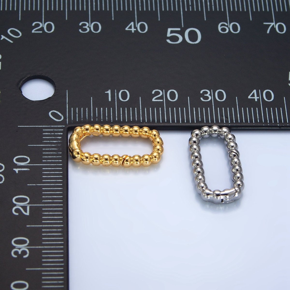 24K Gold Filled 20mm Beaded Bubble Rectangular Oblong Push Gate Findings in Gold & Silver | Z958 - DLUXCA