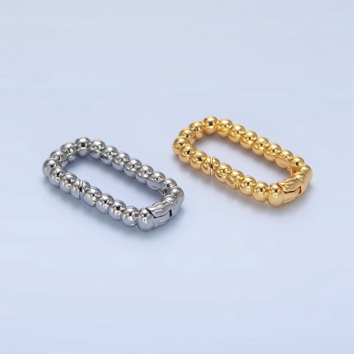 24K Gold Filled 20mm Beaded Bubble Rectangular Oblong Push Gate Findings in Gold & Silver | Z958 - DLUXCA