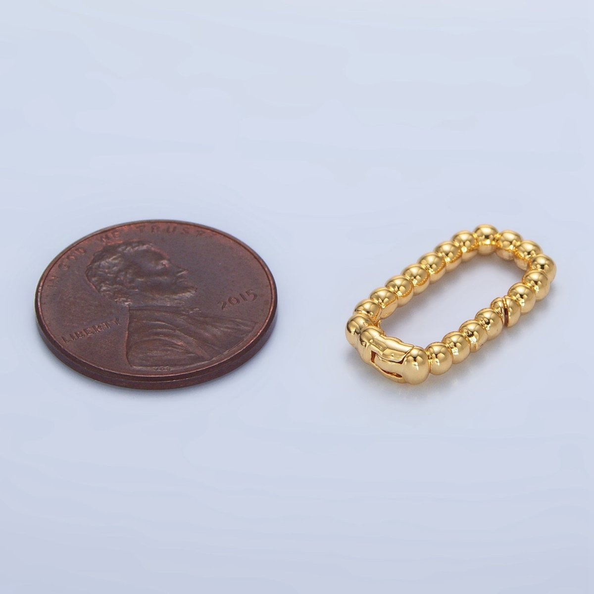 24K Gold Filled 20mm Beaded Bubble Rectangular Oblong Push Gate Findings in Gold & Silver | Z958 - DLUXCA