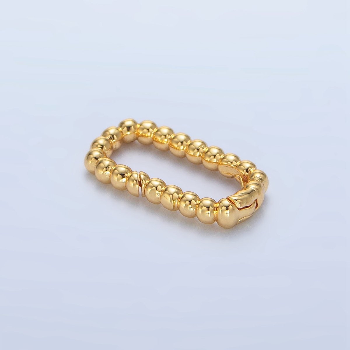 24K Gold Filled 20mm Beaded Bubble Rectangular Oblong Push Gate Findings in Gold & Silver | Z958 - DLUXCA