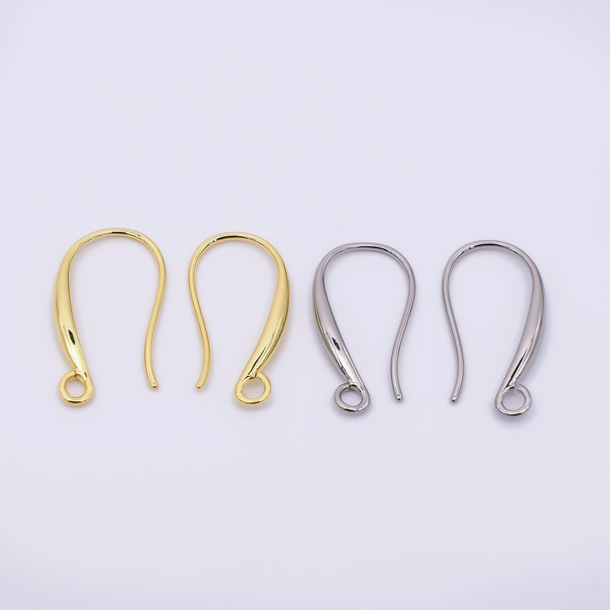 24K Gold Filled 20mm Classic Earring Hook with Open Loops in Gold & Silver | Z - 1288 Z - 1289 - DLUXCA
