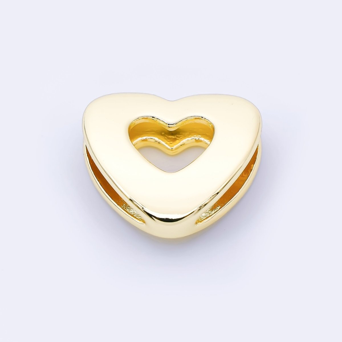 24K Gold Filled 20mm Cord Chubby Open Heart Bead in Gold & Silver | B862 - DLUXCA