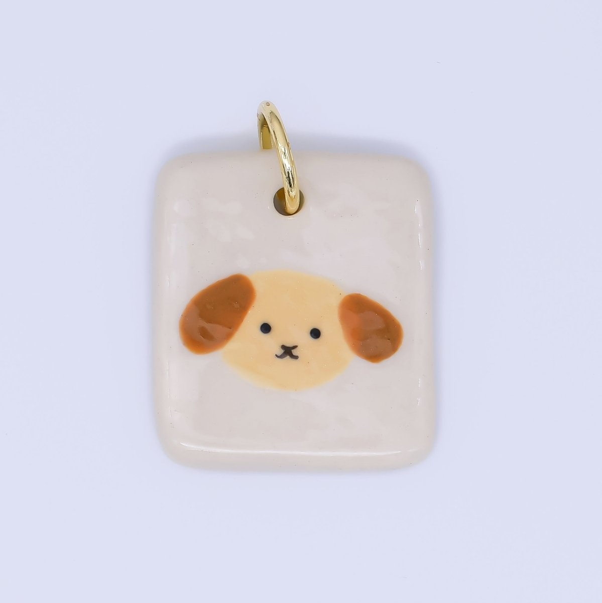 24K Gold Filled 20mm Dog, Fuit, Bear Ceramic Art Tile Charm | N386 N397 N398 N402 N444 N465 N518 N536 N559 N578 N585 N603 N627 N632 N640 N657 N660 N677 N678 N689 N691 - DLUXCA