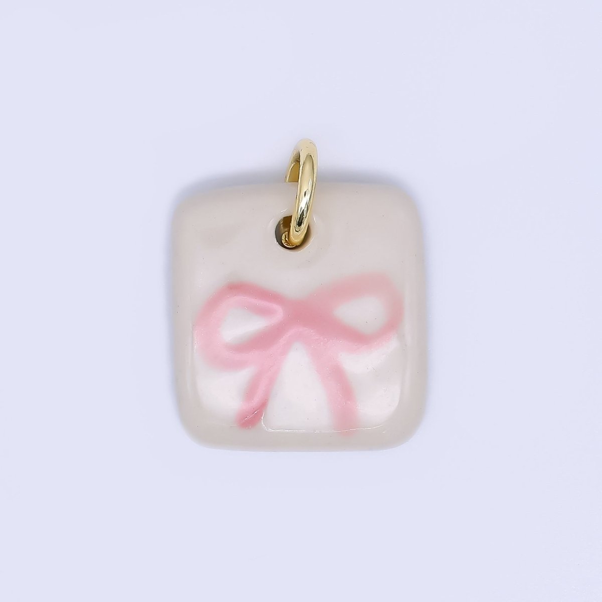 24K Gold Filled 20mm Dog, Fuit, Bear Ceramic Art Tile Charm | N386 N397 N398 N402 N444 N465 N518 N536 N559 N578 N585 N603 N627 N632 N640 N657 N660 N677 N678 N689 N691 - DLUXCA