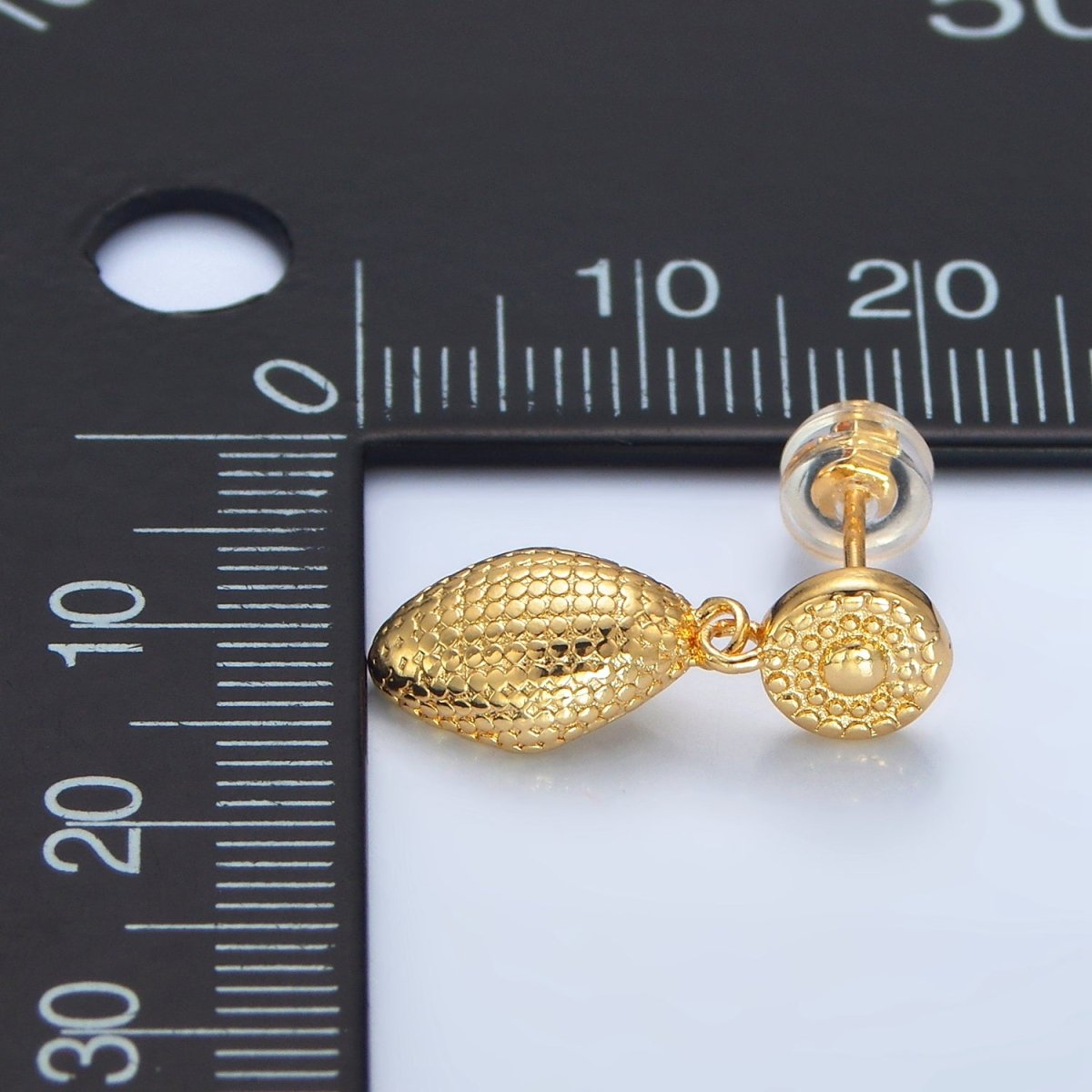 24K Gold Filled 20mm Dotted Sphere Round Geometric Drop Stud Earrings in Gold & Silver | P168 P171 - DLUXCA