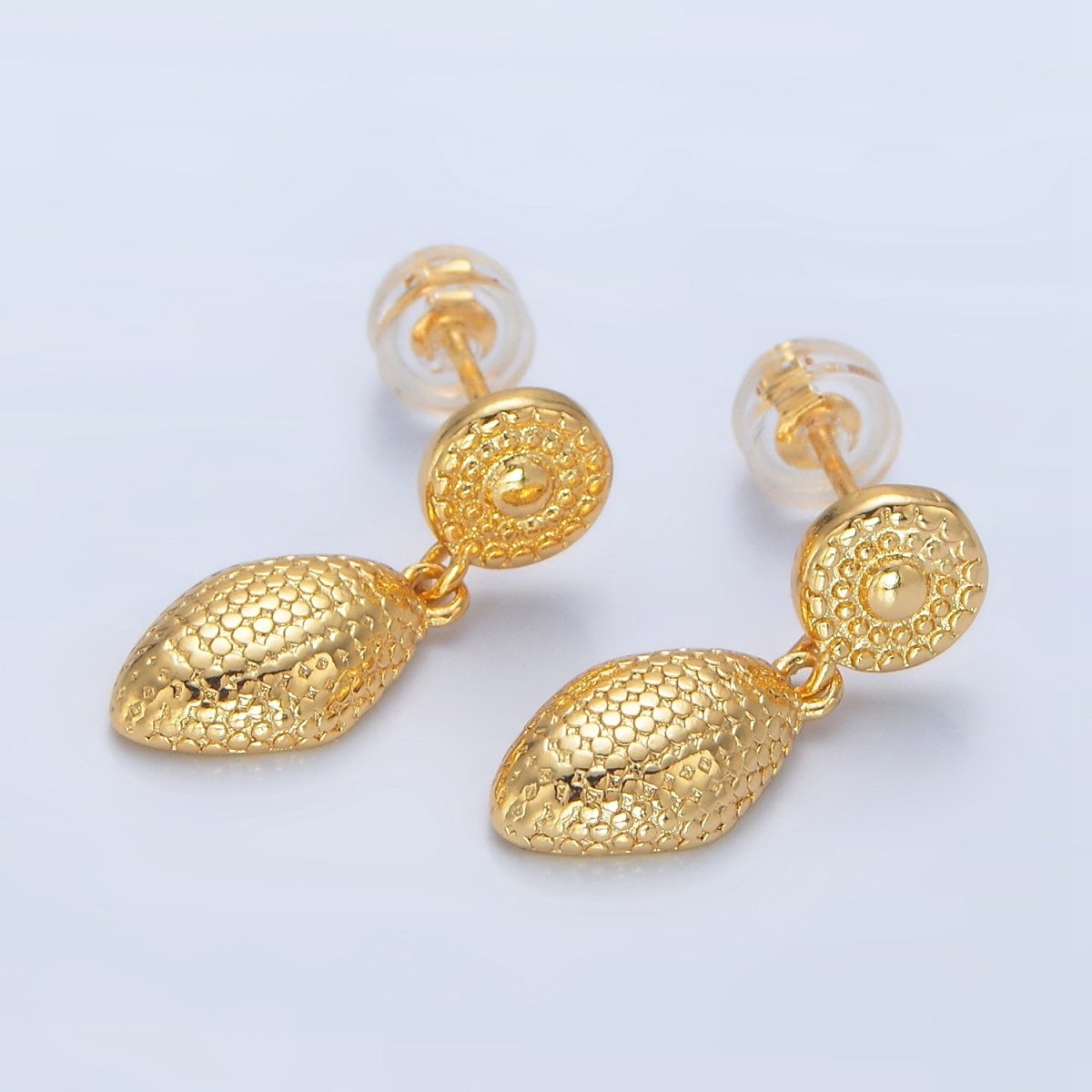 24K Gold Filled 20mm Dotted Sphere Round Geometric Drop Stud Earrings in Gold & Silver | P168 P171 - DLUXCA