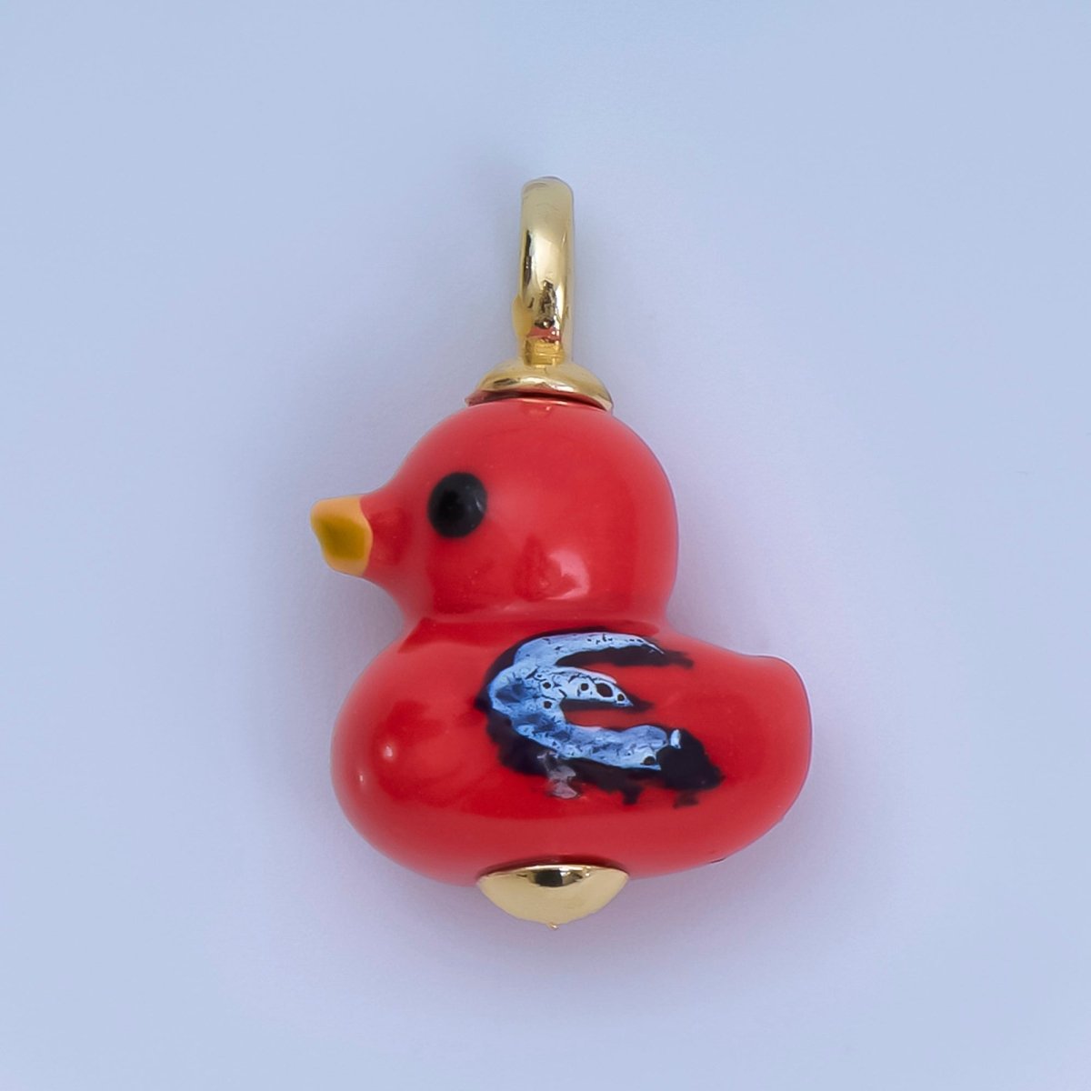 24K Gold Filled 20mm Duck Bird Ceramic Porcelain Drop Pendant | C953 - C959 - DLUXCA