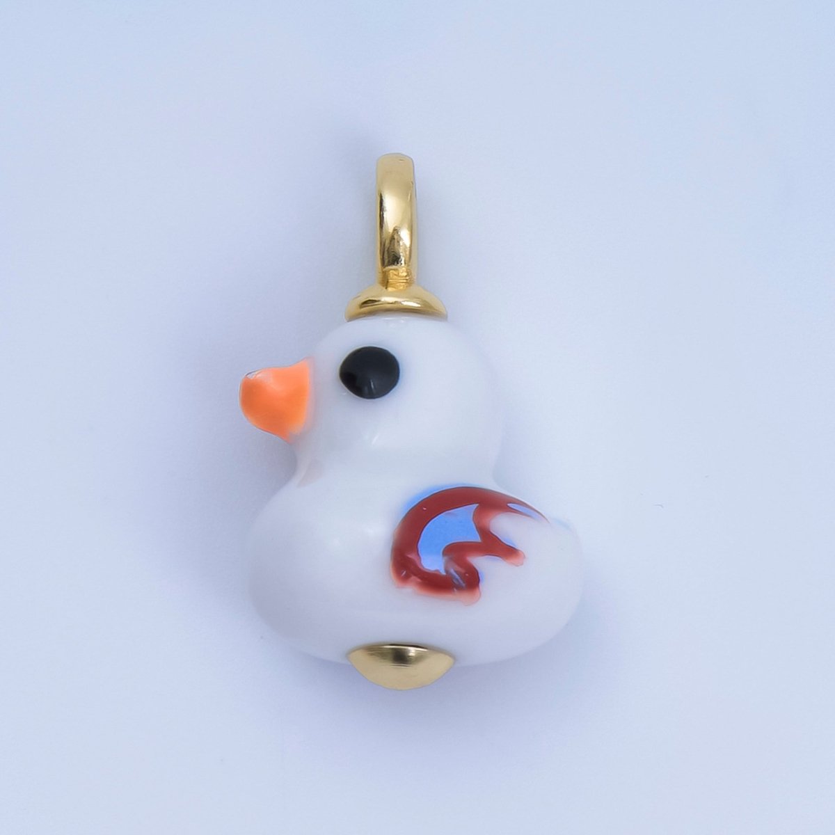 24K Gold Filled 20mm Duck Bird Ceramic Porcelain Drop Pendant | C953 - C959 - DLUXCA