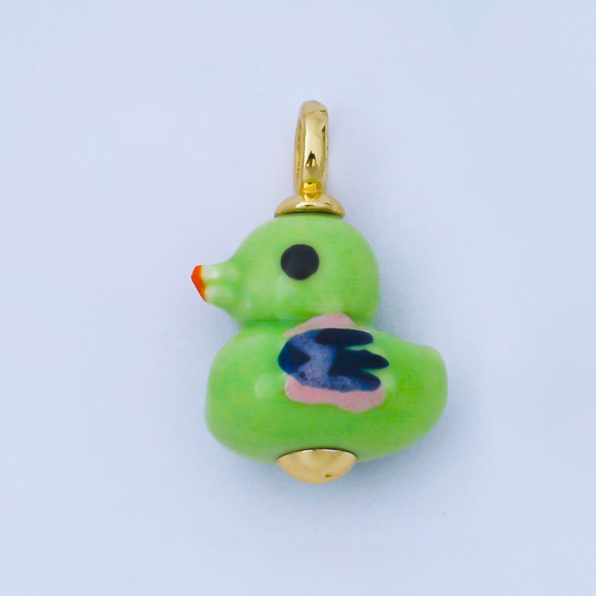 24K Gold Filled 20mm Duck Bird Ceramic Porcelain Drop Pendant | C953 - C959 - DLUXCA
