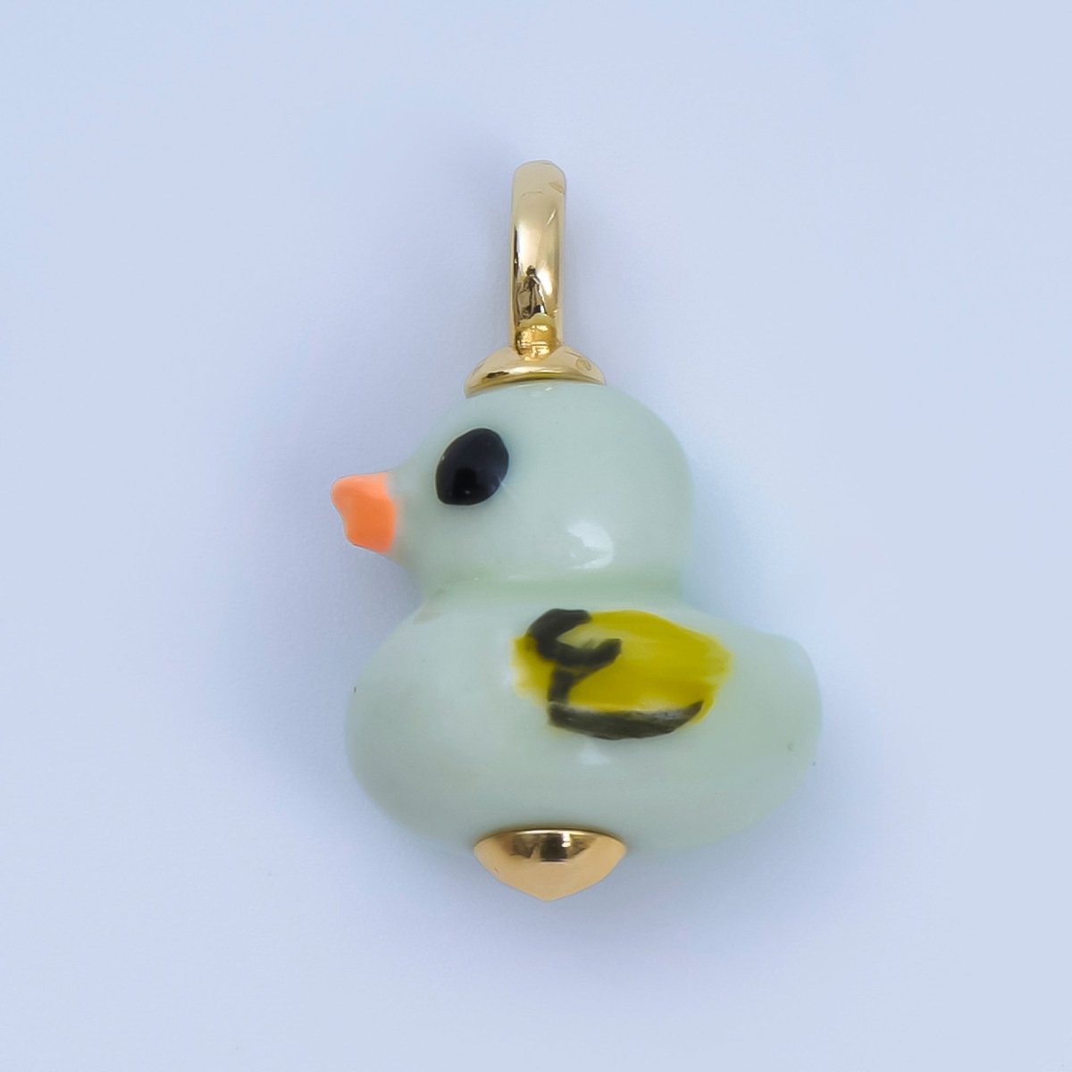 24K Gold Filled 20mm Duck Bird Ceramic Porcelain Drop Pendant | C953 - C959 - DLUXCA