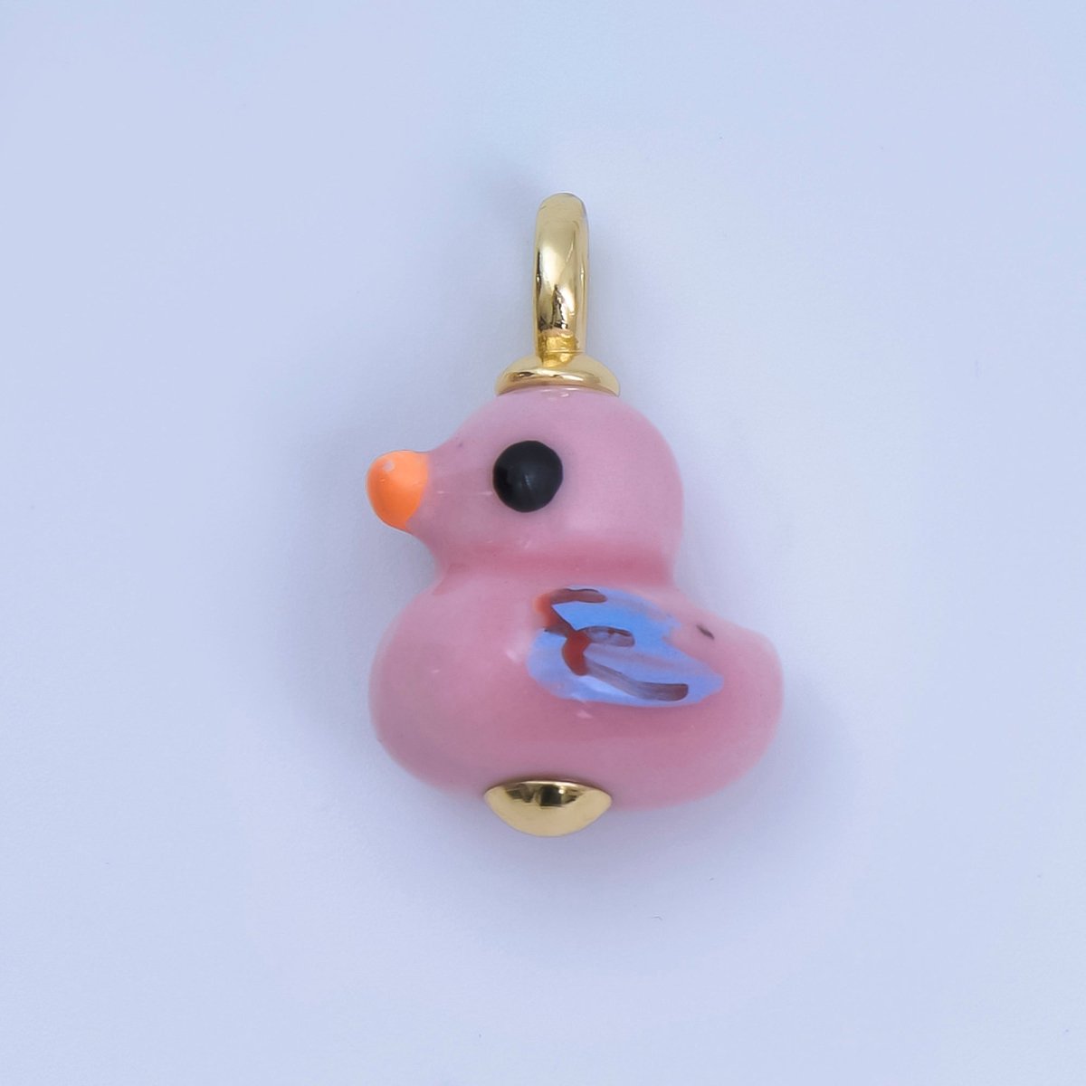 24K Gold Filled 20mm Duck Bird Ceramic Porcelain Drop Pendant | C953 - C959 - DLUXCA
