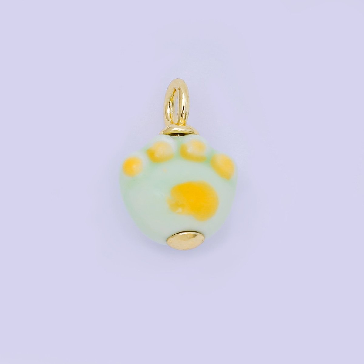 24K Gold Filled 20mm Enamel Art Bear Paw Foot Print Animal Charm | N - 147 - DLUXCA