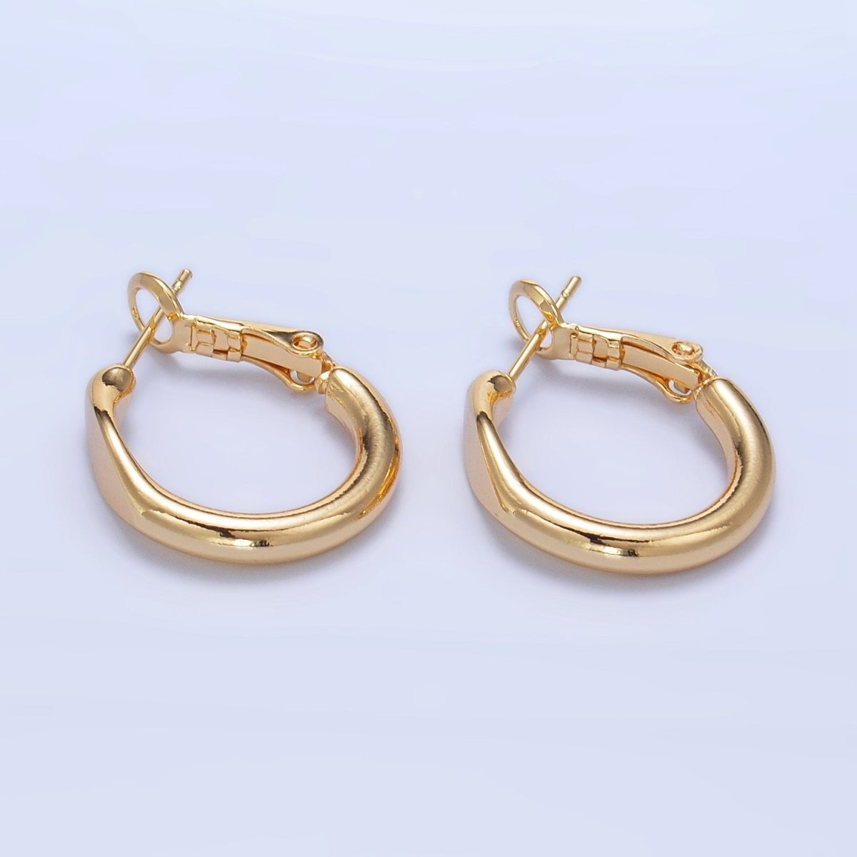 24K Gold Filled 20mm Flat Edged Minimalist Hinge Hoop Earrings | P232 - DLUXCA