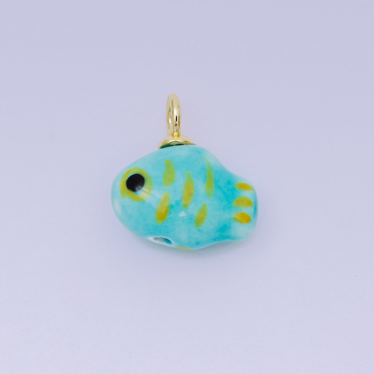 24K Gold Filled 20mm Green, Orange, Teal Ceramic Sea Creature Fish Charm | AF1261 AF1262 - DLUXCA