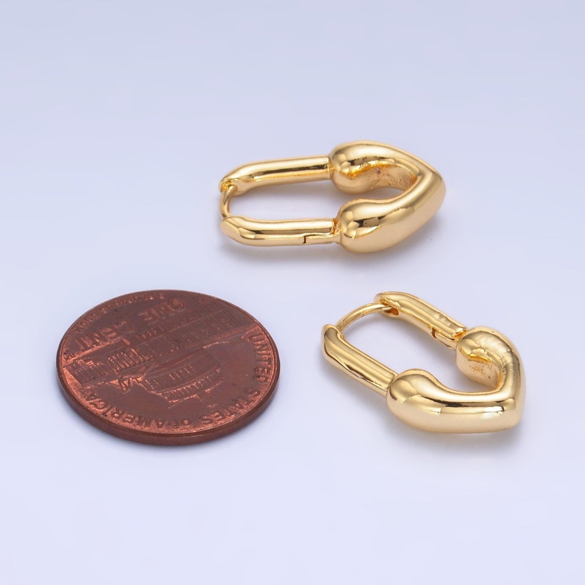 24K Gold Filled 20mm Heart Padlock Oblong Hoop Earrings | AB685 - DLUXCA
