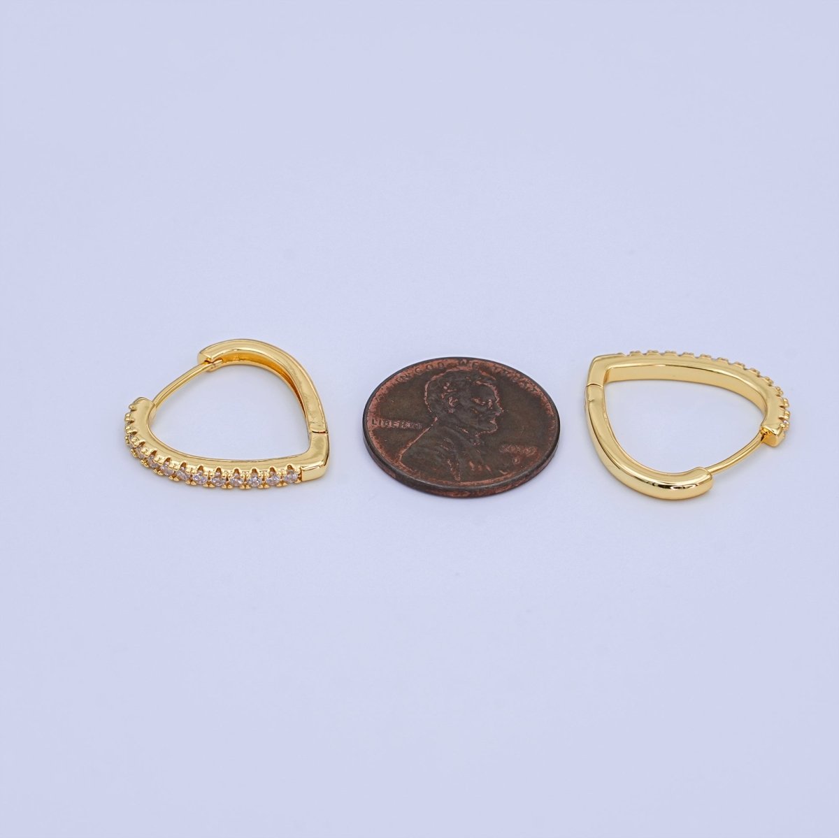 24K Gold Filled 20mm Micro Paved CZ Teardrop Hoop Earrings | T336 - DLUXCA