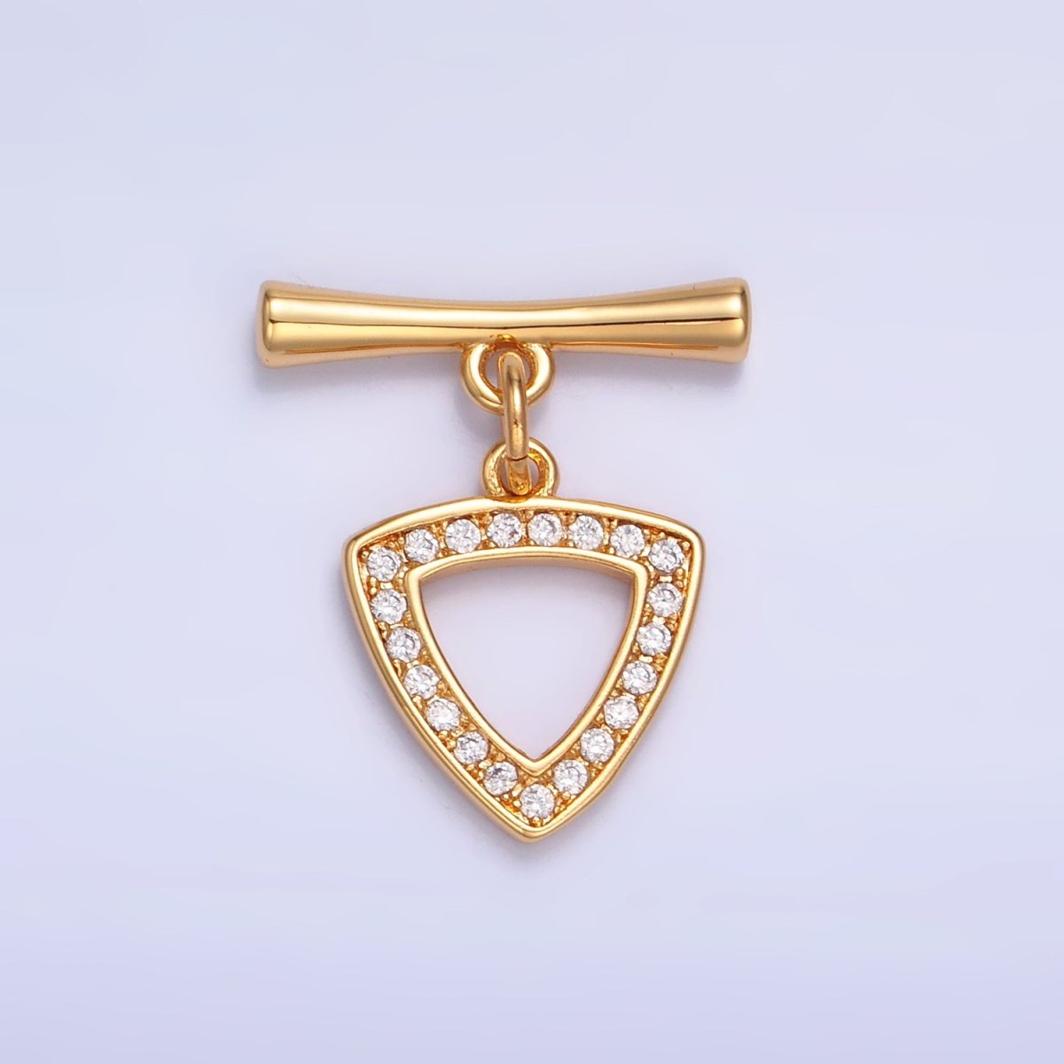 24K Gold Filled 20mm Micro Paved CZ Triangle Toggle Clasps Closure Findings in Gold & Silver | Z1033 - DLUXCA