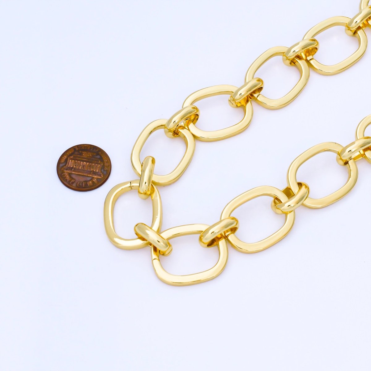24K Gold Filled 20mm Minimalist Cable Unfinished Chain by Yard | Roll - 1750 - DLUXCA