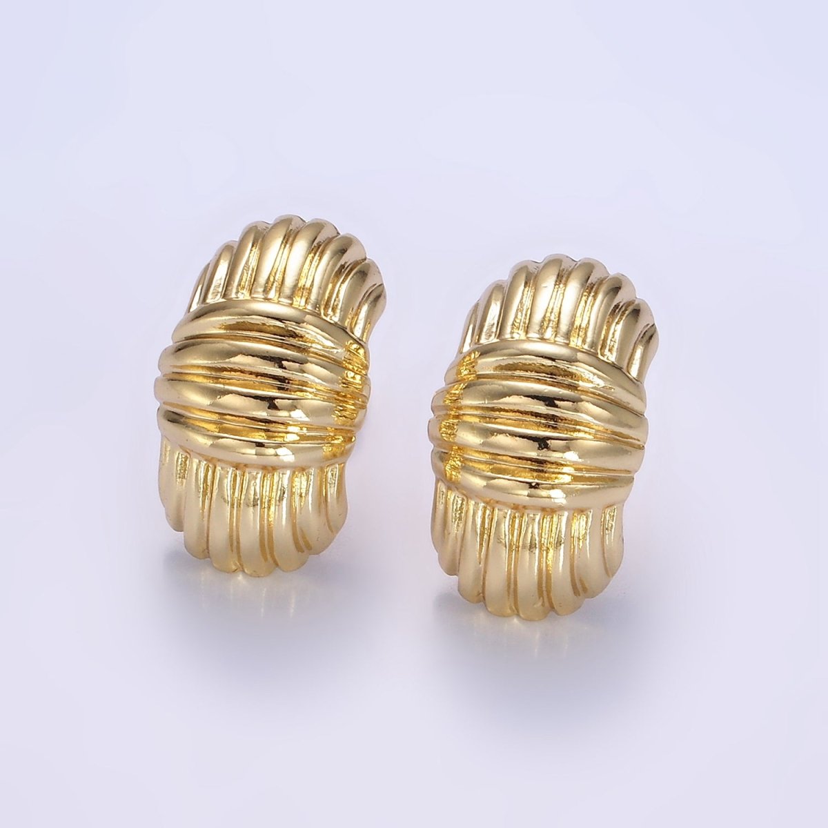 24K Gold Filled 20mm Minimalist Croissant Band J - Shaped Hoop Earrings | Q144 - DLUXCA