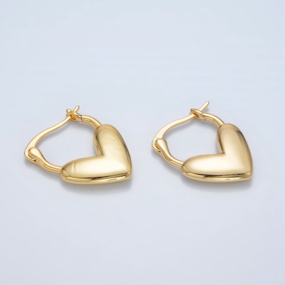 24K Gold Filled 20mm Minimalist Heart Latch Hoop Earrings | AB1242 - DLUXCA