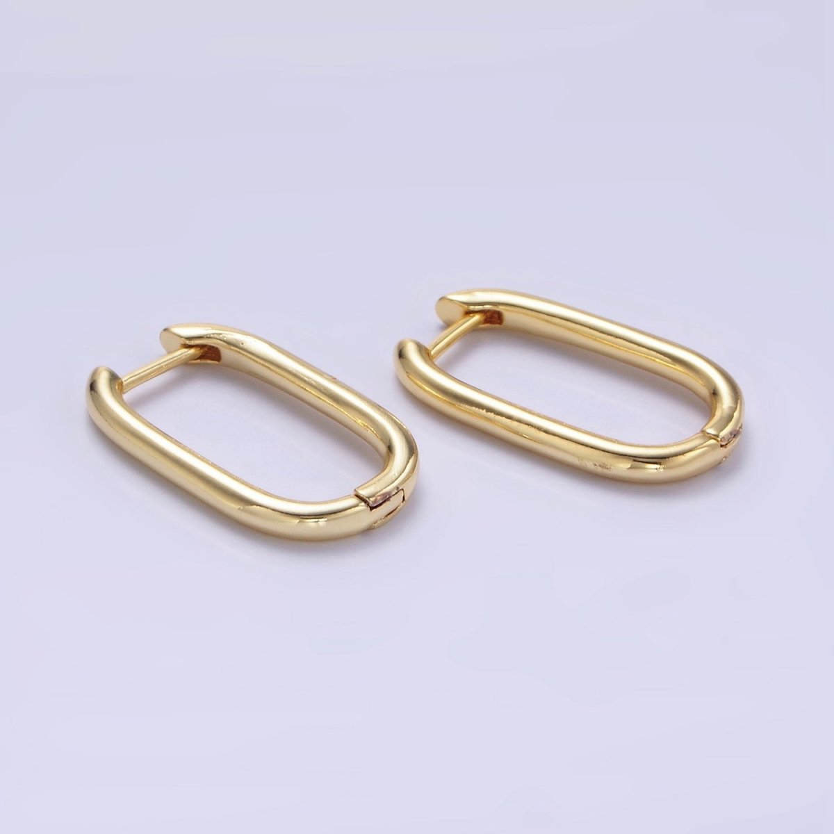 24K Gold Filled 20mm Minimalist Oblong Hoop Earrings | P191 - DLUXCA